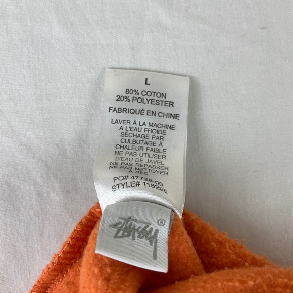 Stussy Men’s Pullover Orange Hoodie Sweatshirt w/ Embroidered Butterfly - Picture 11 of 12